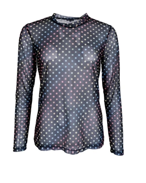 BLACK COLOUR - BCFLORENCE MESH BLOUSE  - BLAC