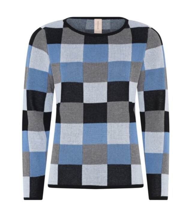 Skovhuus Strik - CHECKED O-NECK JUMPER - SKOVHUUS