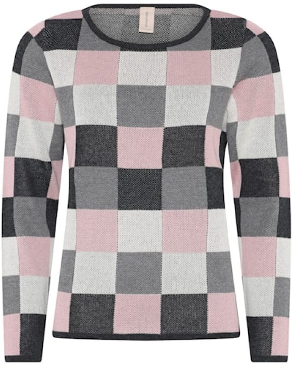 Skovhuus Strik - CHECKED O-NECK JUMPER - SKOVHU