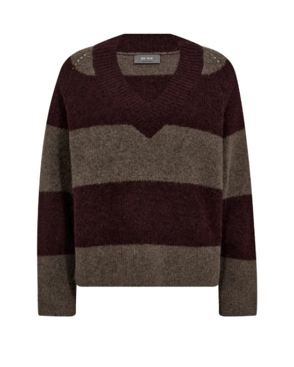 MOS MOSH - MMTACI STRIPE LS-V-NECK KNIT - MOS MOSH MOS MOSH - MMTACI STRIPE LS-V-NECK KNIT - MOS MOSH
