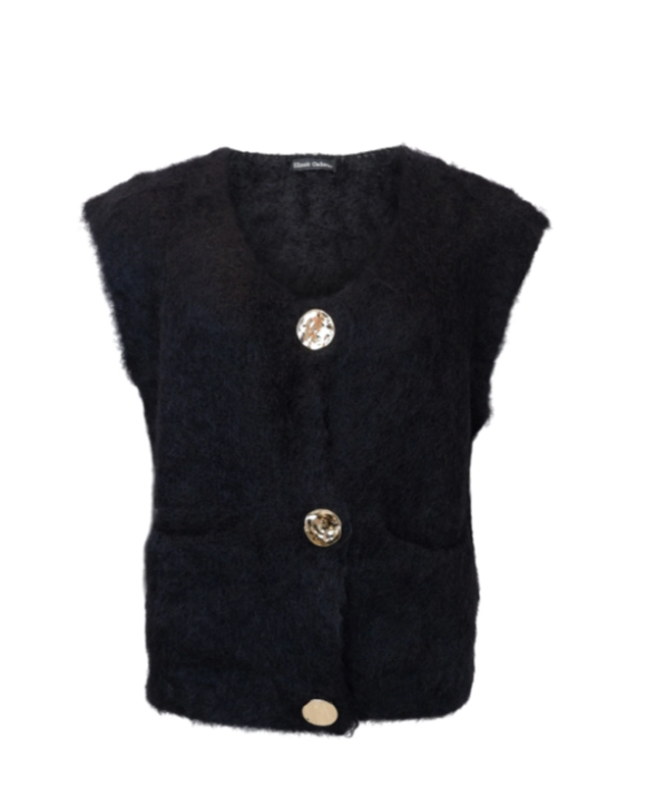 BLACK COLOUR - BCBJOERK KNITTED BUTTON VEST 