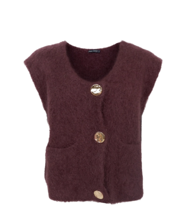 BLACK COLOUR - BCBJOERK KNITTED BUTTON VEST 