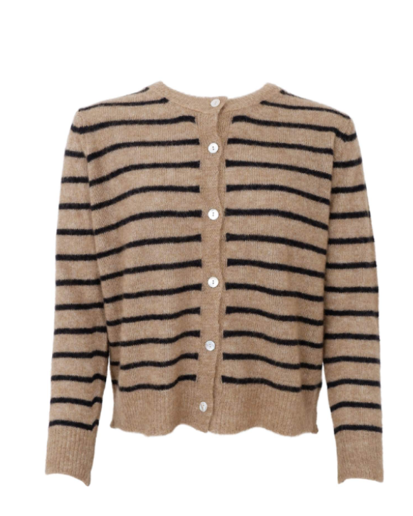 BLACK COLOUR - BCDELL STRIPED KNIT CARDIGAN 
