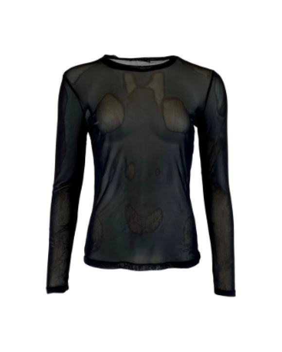 BLACK COLOUR - BCANNIE MESH BLOUSE - BLACK COLOUR