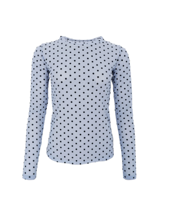 BLACK COLOUR - BCJENNIE DOTTED MESH BLOUSE 