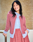 BLACK COLOUR - BCDELL STRIPED KNIT CARDIGAN 