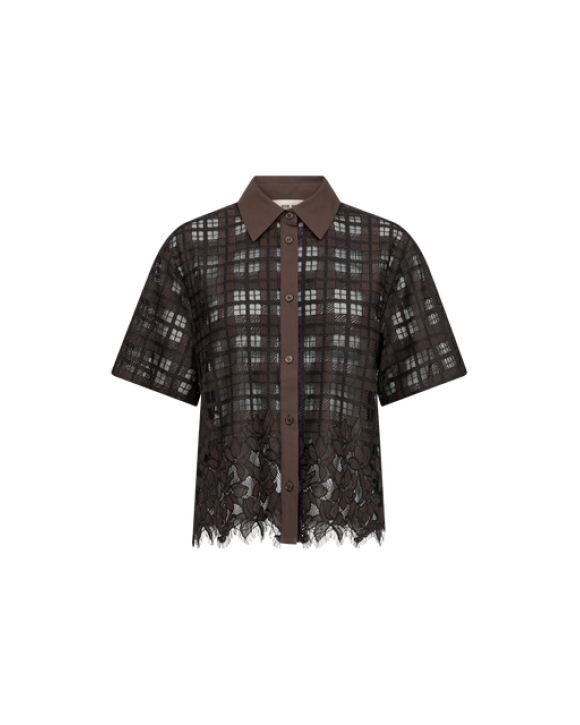 MOS MOSH - Bluse lia checko ss lace - MOS MOSH