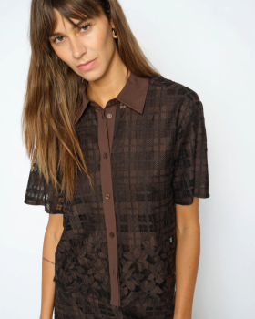 Bluse lia checko ss lace - MOS MOSH Bluse lia checko ss lace - MOS MOSH