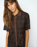 MOS MOSH - Bluse lia checko ss lace - MOS MOSH